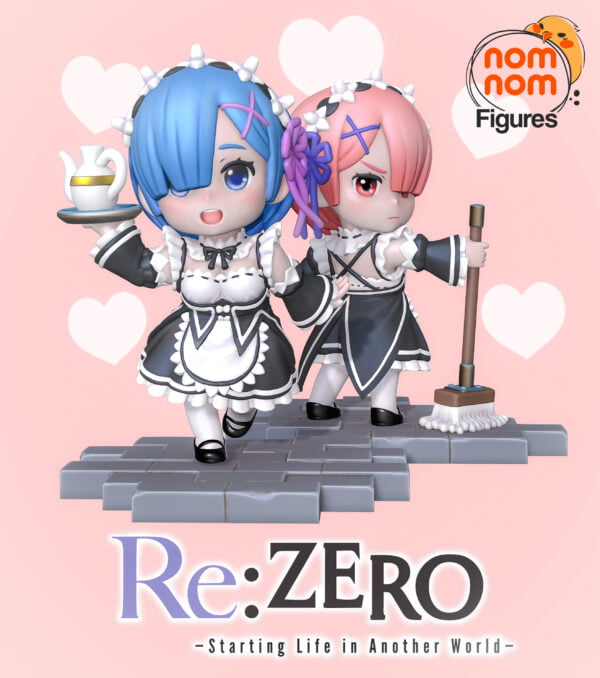 Re:Zero Starting Life in Another World - Rem e Ram (Chibi)